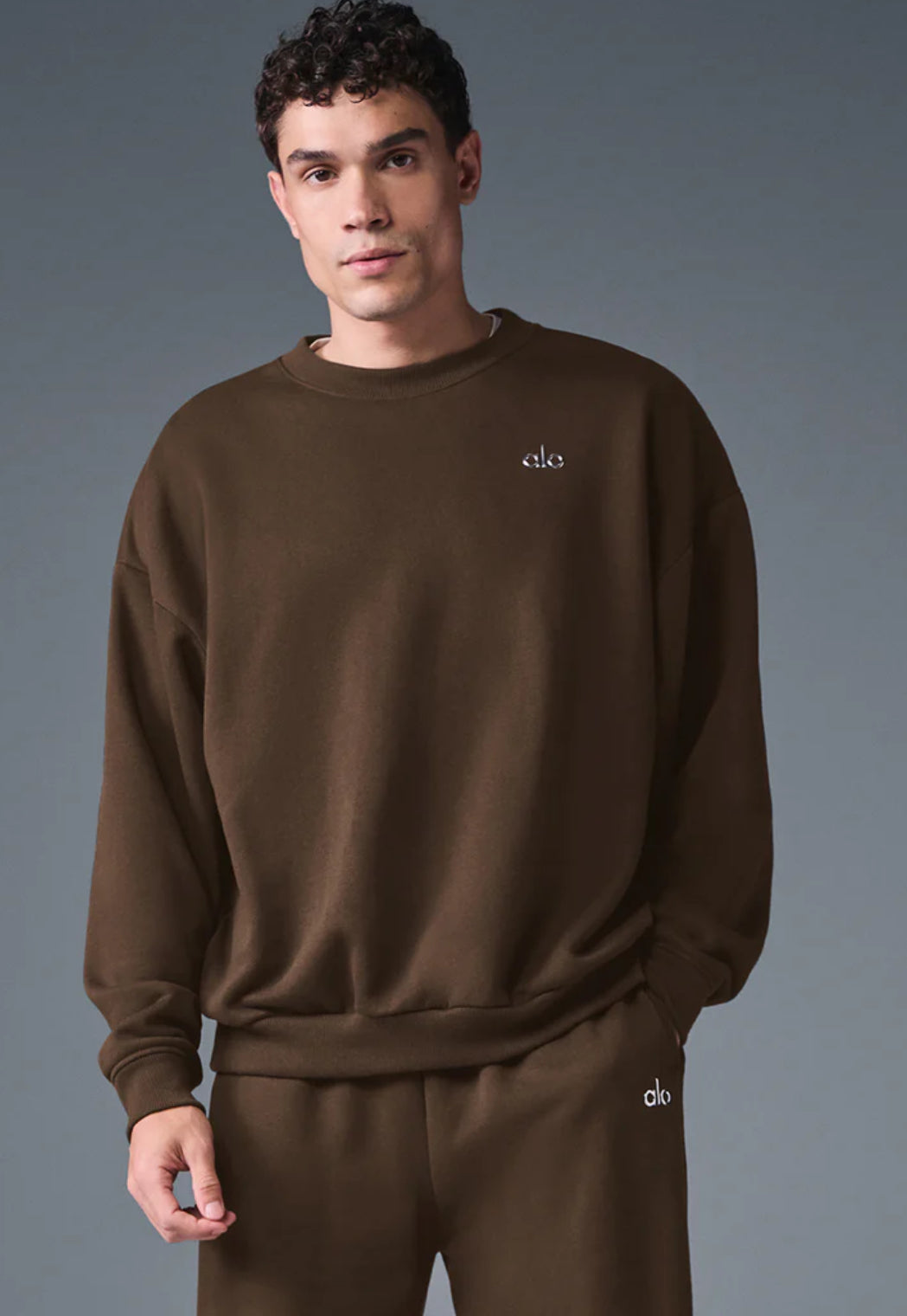 Men CozyLine Crewneck Sweater Espresso